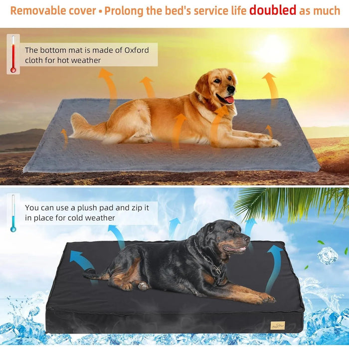 Cama ortopédica para Cães Grandes, Lavável, Cobertura impermeável, Cinzento - PetDoctors - Loja Online