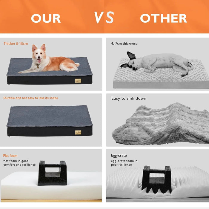 Cama ortopédica para Cães Grandes, Lavável, Cobertura impermeável, Cinzento - PetDoctors - Loja Online