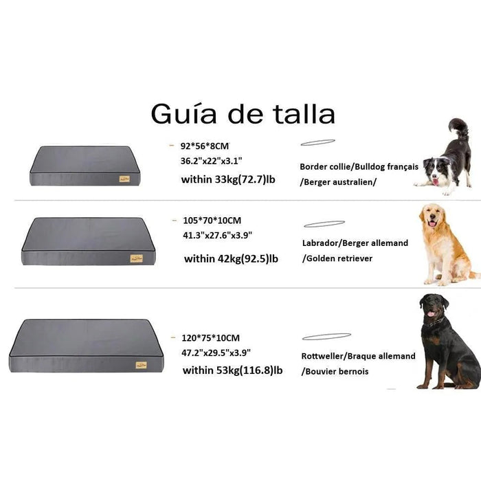 Cama ortopédica para Cães Grandes, Lavável, Cobertura impermeável, Cinzento - PetDoctors - Loja Online