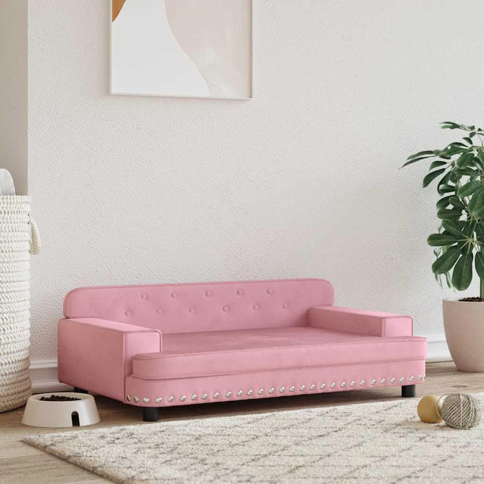 Cama para cães ou gatos, em veludo rosa, 90 x 53 x 30 cm - PetDoctors - Loja Online
