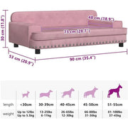 Cama para cães ou gatos, em veludo rosa, 90 x 53 x 30 cm - PetDoctors - Loja Online