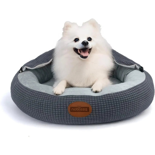 Cama para cão com cobertor, cama para cães médios, lavável, redonda com fundo antiderrapantes - PetDoctors - Loja Online