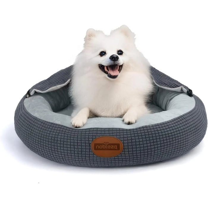 Cama para cão com cobertor, cama para cães médios, lavável, redonda com fundo antiderrapantes - PetDoctors - Loja Online