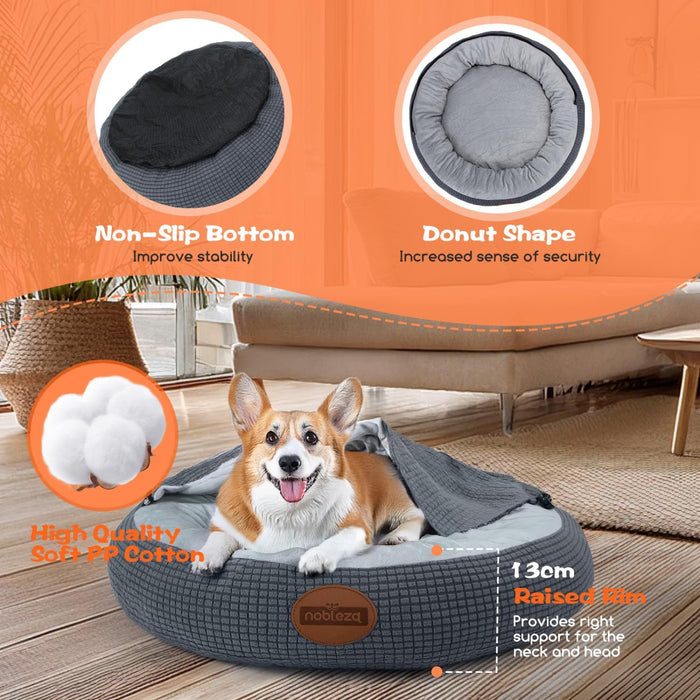 Cama para cão com cobertor, cama para cães médios, lavável, redonda com fundo antiderrapantes - PetDoctors - Loja Online