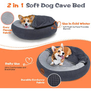 Cama para cão com cobertor, cama para cães médios, lavável, redonda com fundo antiderrapantes - PetDoctors - Loja Online