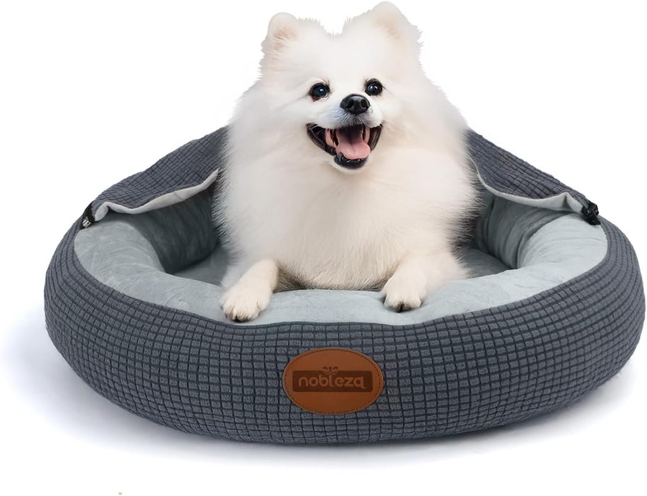 Cama para cão com cobertor, cama para cães médios, lavável, redonda com fundo antiderrapantes - PetDoctors - Loja Online