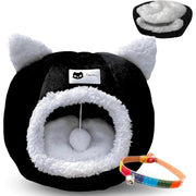 Cama para gatos, 2 em 1, abrigo e gruta macia, cama lavável - 40 x 40 cm - cor preta - PetDoctors - Loja Online