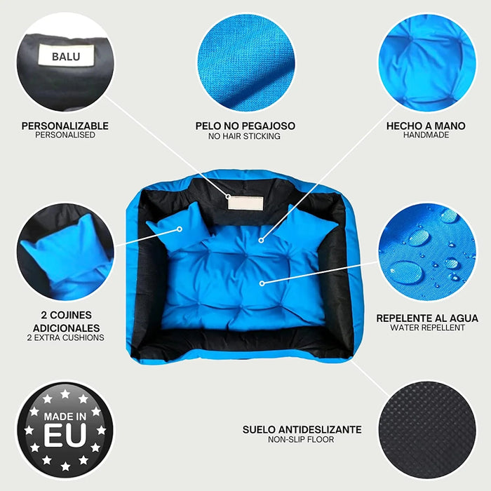 CAMA PERSONALIZÁVEL para cães grandes e médios, 3 côres disponíveis, lavável e anti - mordidas, com 2 almofadas - PetDoctors - Loja Online
