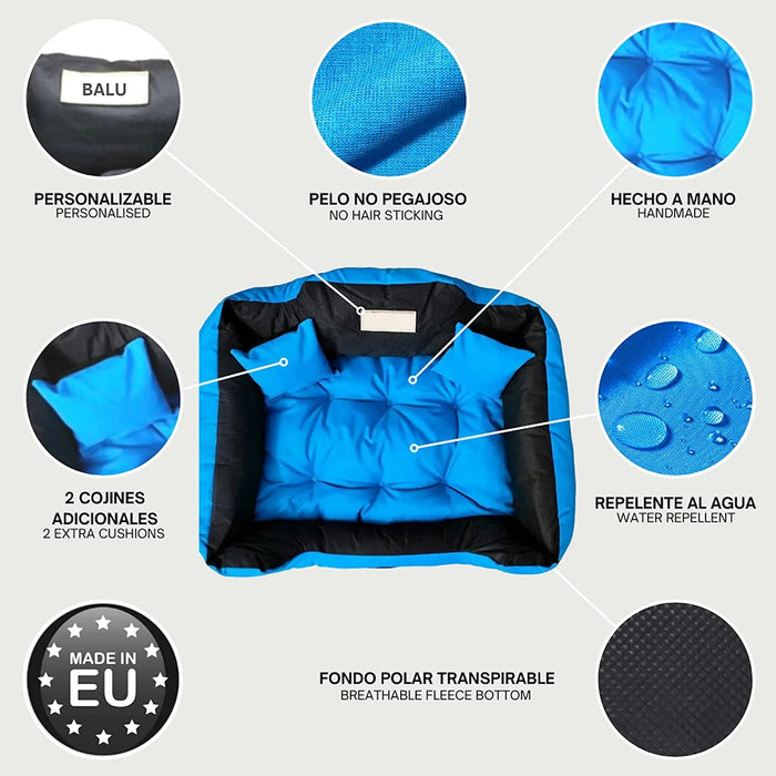 CAMA PERSONALIZÁVEL para cães grandes e médios, 3 côres disponíveis, lavável e anti - mordidas, com 2 almofadas - PetDoctors - Loja Online