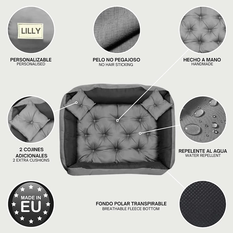 CAMA PERSONALIZÁVEL para cães grandes e médios, anti - mordidas, lavável, com 2 almofadas - PetDoctors - Loja Online