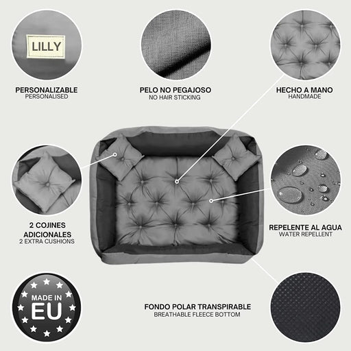 CAMA PERSONALIZÁVEL para cães grandes e médios, anti - mordidas, lavável, com 2 almofadas - PetDoctors - Loja Online