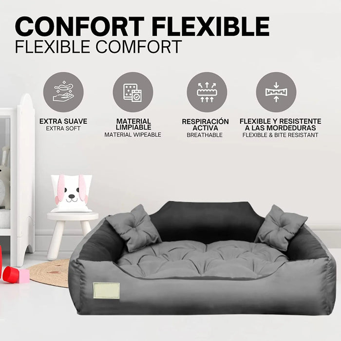 CAMA PERSONALIZÁVEL para cães grandes e médios, anti - mordidas, lavável, com 2 almofadas - PetDoctors - Loja Online