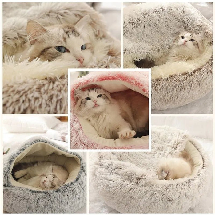 Cama Redonda com Cobertura, Super - Macia, Quentinha, Calmante e Envolvente, para Gatos ou Cães de Raças Pequenas - PetDoctors - Loja Online