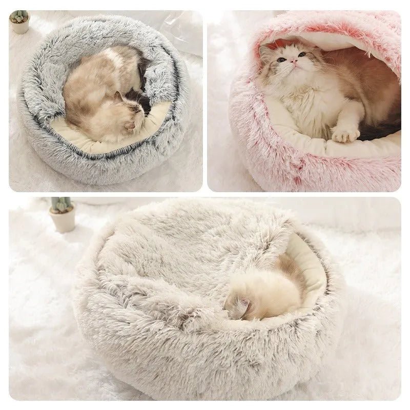 Cama Redonda com Cobertura, Super - Macia, Quentinha, Calmante e Envolvente, para Gatos ou Cães de Raças Pequenas - PetDoctors - Loja Online