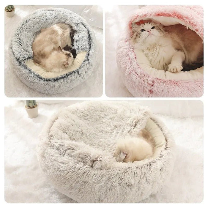 Cama Redonda com Cobertura, Super - Macia, Quentinha, Calmante e Envolvente, para Gatos ou Cães de Raças Pequenas - PetDoctors - Loja Online