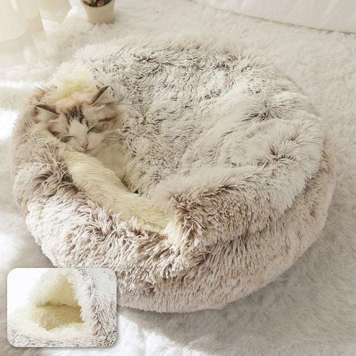 Cama Redonda com Cobertura, Super - Macia, Quentinha, Calmante e Envolvente, para Gatos ou Cães de Raças Pequenas - PetDoctors - Loja Online