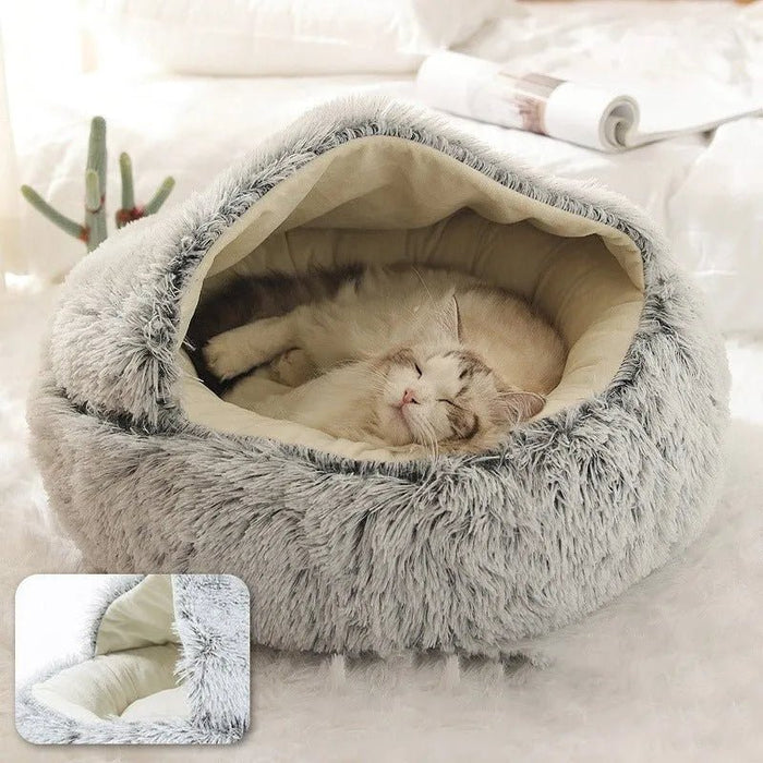 Cama Redonda com Cobertura, Super - Macia, Quentinha, Calmante e Envolvente, para Gatos ou Cães de Raças Pequenas - PetDoctors - Loja Online