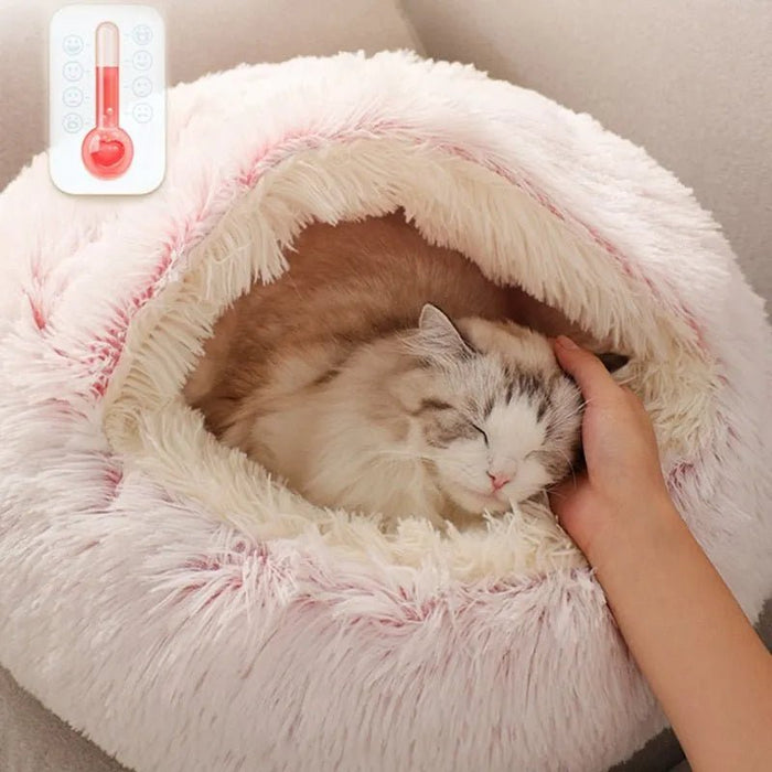 Cama Redonda com Cobertura, Super - Macia, Quentinha, Calmante e Envolvente, para Gatos ou Cães de Raças Pequenas - PetDoctors - Loja Online