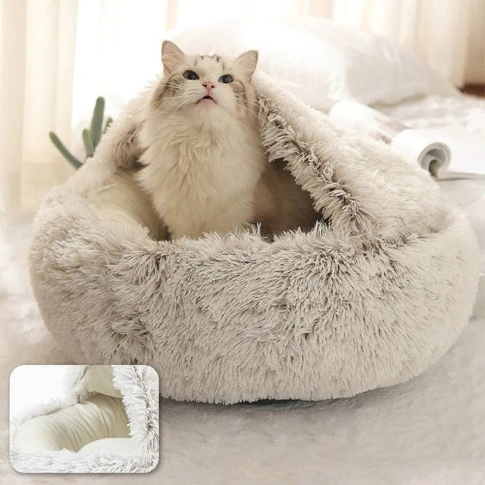 Cama Redonda com Cobertura, Super - Macia, Quentinha, Calmante e Envolvente, para Gatos ou Cães de Raças Pequenas - PetDoctors - Loja Online
