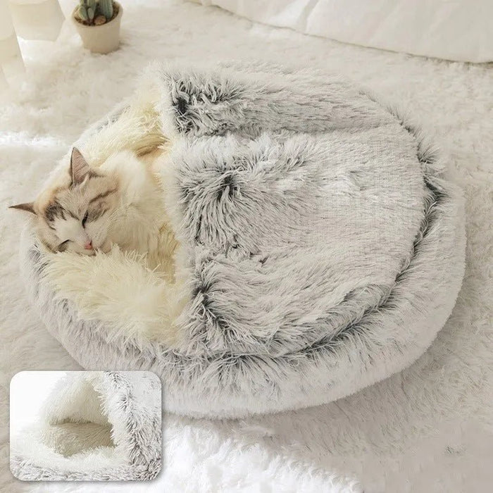 Cama Redonda com Cobertura, Super - Macia, Quentinha, Calmante e Envolvente, para Gatos ou Cães de Raças Pequenas - PetDoctors - Loja Online