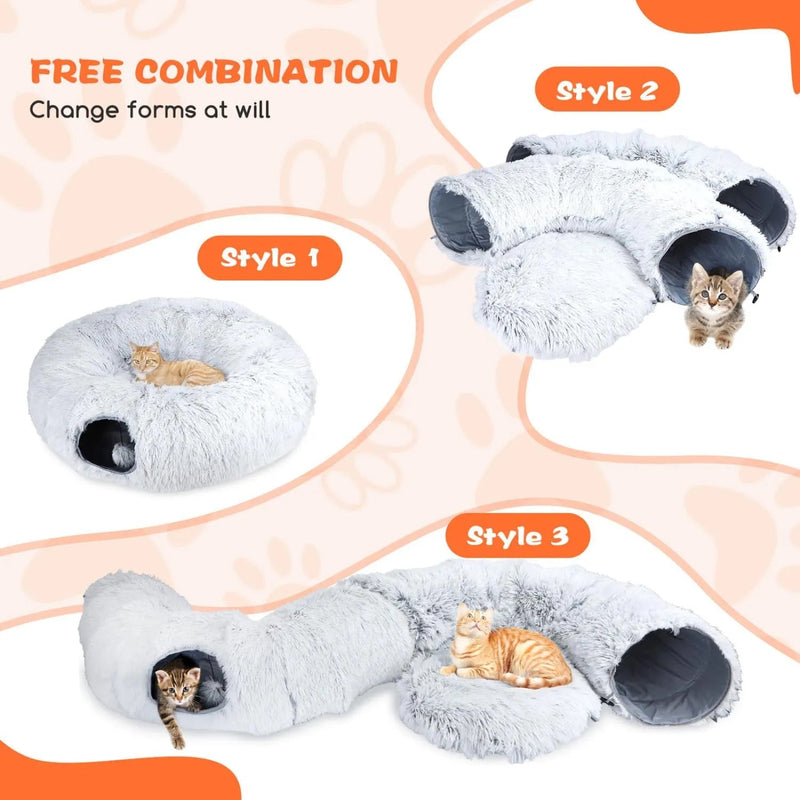 Cama - Túnel para gatos, 2 em 1 cama e túnel, com almofada removível - PetDoctors - Loja Online
