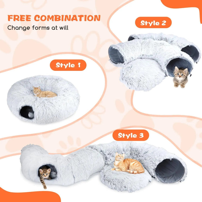 Cama - Túnel para gatos, 2 em 1 cama e túnel, com almofada removível - PetDoctors - Loja Online