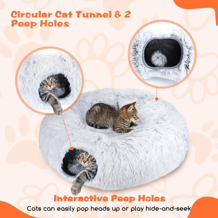 Cama - Túnel para gatos, 2 em 1 cama e túnel, com almofada removível - PetDoctors - Loja Online