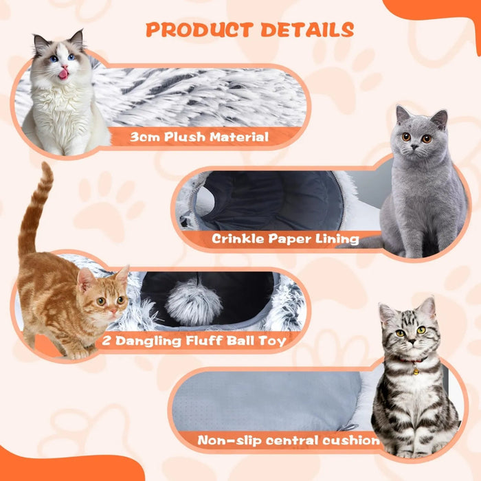 Cama - Túnel para gatos, 2 em 1 cama e túnel, com almofada removível - PetDoctors - Loja Online