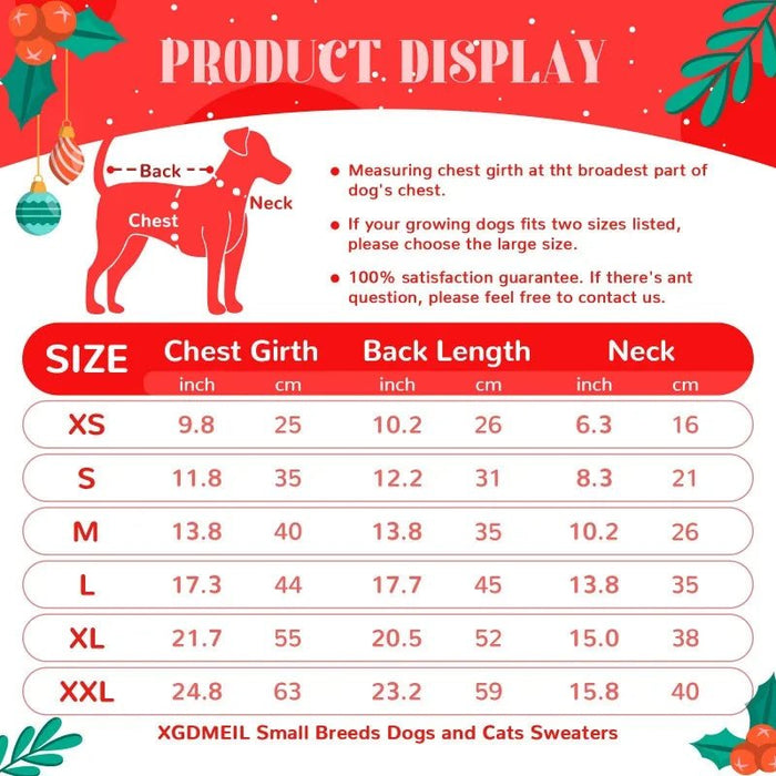 Camisola de Natal para Gatos ou Cães Pequenos e Médios - PetDoctors - Loja Online