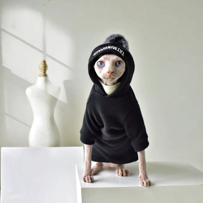Camisola Quente com Gorro para Gatos (Especialmente indicada para Sphinx) - PetDoctors - Loja Online