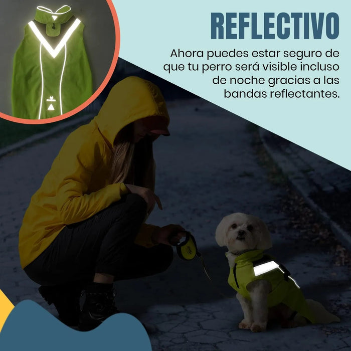 Capa / Blusão de chuva refletora e impermeável para cães, com abertura para arnês, para cães pequenos, médios e grandes - PetDoctors - Loja Online