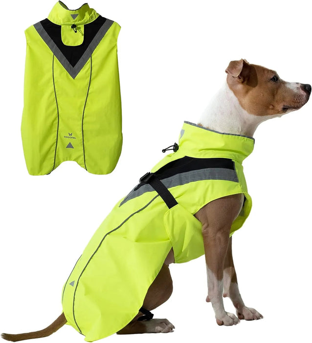 Capa / Blusão de chuva refletora e impermeável para cães, com abertura para arnês, para cães pequenos, médios e grandes - PetDoctors - Loja Online