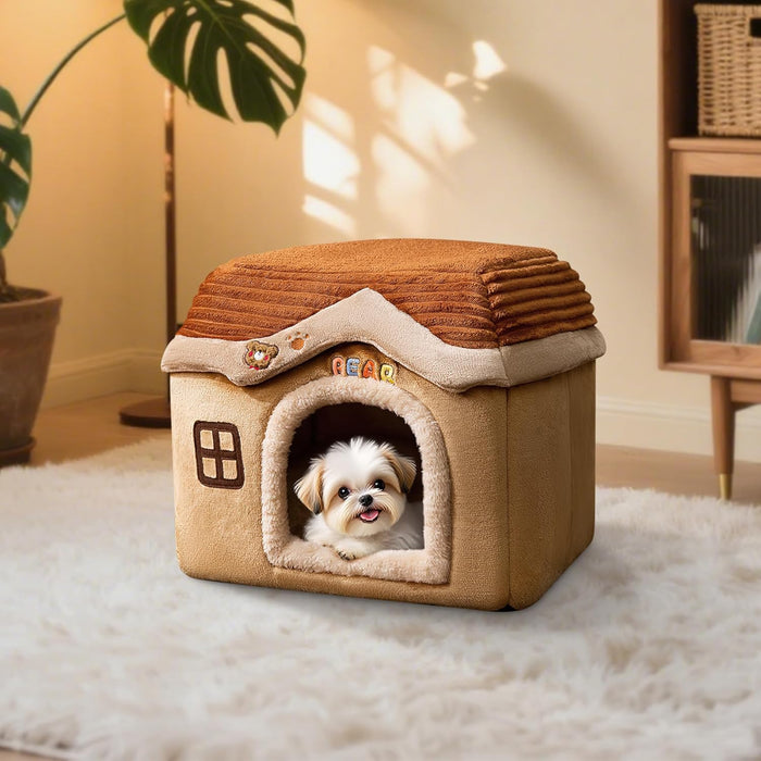 Casa / Cama gruta para cães pequenos e gatos, colchão removível, lavável - PetDoctors - Loja Online