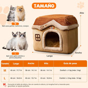 Casa / Cama gruta para cães pequenos e gatos, colchão removível, lavável - PetDoctors - Loja Online