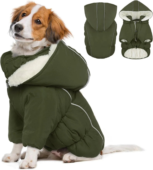 Casaco de Inverno, Impermeável e Forrado, com Tiras Refletoras, Capuz Removível e Cintura Ajustável, para cães - PetDoctors - Loja Online