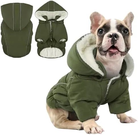 Casaco de Inverno, Impermeável e Forrado, com Tiras Refletoras, Capuz Removível e Cintura Ajustável, para cães - PetDoctors - Loja Online