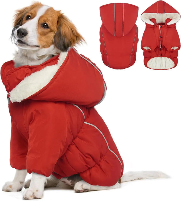 Casaco de Inverno, Impermeável e Forrado, com Tiras Refletoras, Capuz Removível e Cintura Ajustável, para cães - PetDoctors - Loja Online