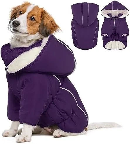 Casaco de Inverno, Impermeável e Forrado, com Tiras Refletoras, Capuz Removível e Cintura Ajustável, para cães - PetDoctors - Loja Online