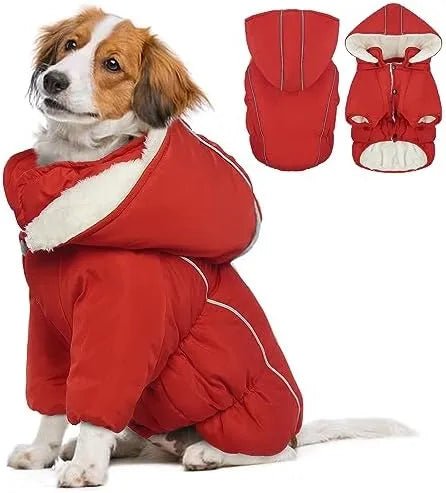 Casaco de Inverno, Impermeável e Forrado, com Tiras Refletoras, Capuz Removível e Cintura Ajustável, para cães - PetDoctors - Loja Online