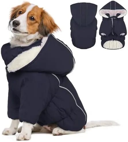 Casaco de Inverno, Impermeável e Forrado, com Tiras Refletoras, Capuz Removível e Cintura Ajustável, para cães - PetDoctors - Loja Online