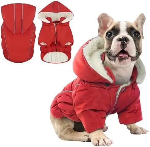 Casaco de Inverno, Impermeável e Forrado, com Tiras Refletoras, Capuz Removível e Cintura Ajustável, para cães - PetDoctors - Loja Online