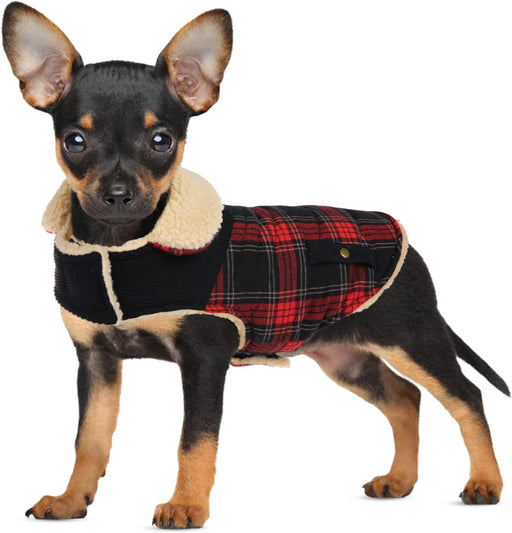 Casaco de Inverno para cão - colete polar grosso com estampado tartã - ideal para o Natal - PetDoctors - Loja Online