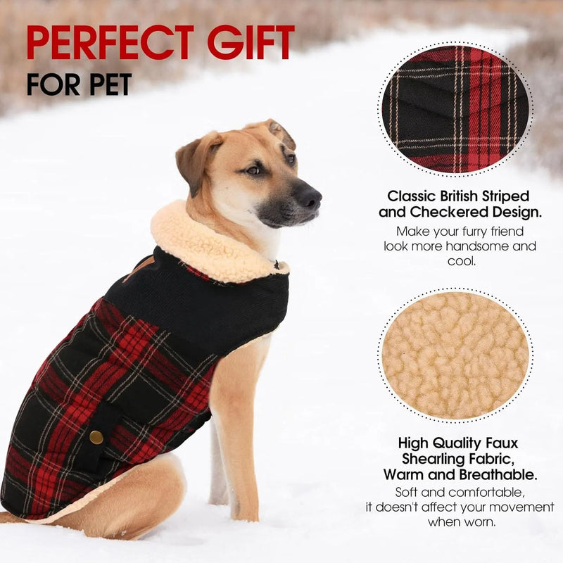 Casaco de Inverno para cão - colete polar grosso com estampado tartã - ideal para o Natal - PetDoctors - Loja Online