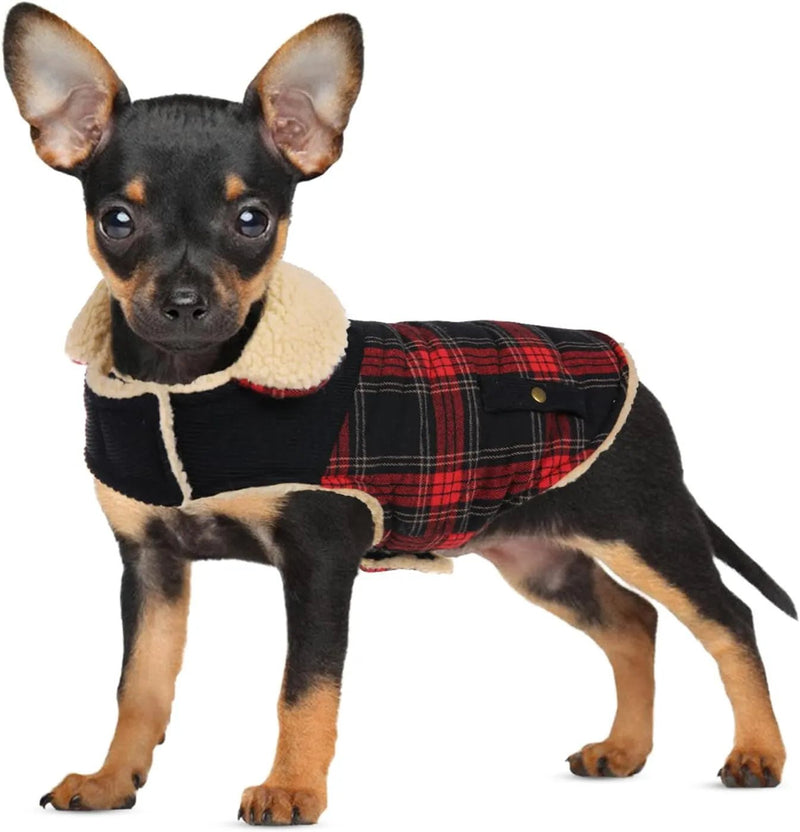 Casaco de Inverno para cão - colete polar grosso com estampado tartã - ideal para o Natal - PetDoctors - Loja Online