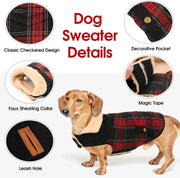 Casaco de Inverno para cão - colete polar grosso com estampado tartã - ideal para o Natal - PetDoctors - Loja Online