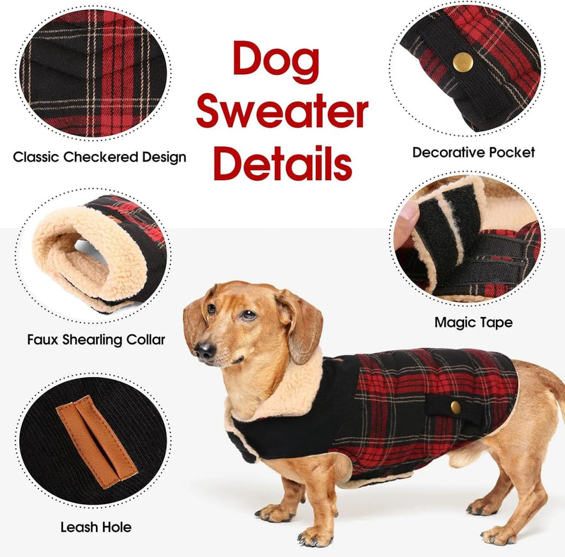 Casaco de Inverno para cão - colete polar grosso com estampado tartã - ideal para o Natal - PetDoctors - Loja Online