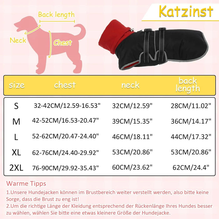 Casaco para cães, casaco impermeável de outono/inverno, com tiras refletoras, cintura ajustável, quente e confortável - PetDoctors - Loja Online