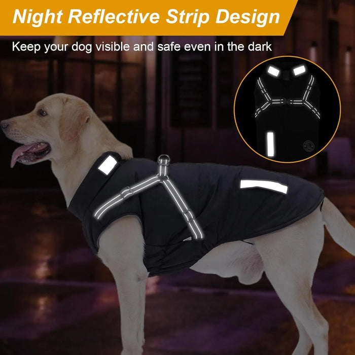Casaco rosa, de inverno, para cão, impermeável, resistente ao vento, com tiras refletoras seguras e arnês ajustável - PetDoctors - Loja Online