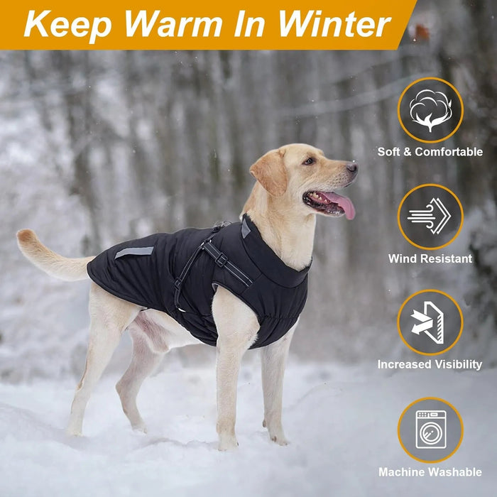 Casaco rosa, de inverno, para cão, impermeável, resistente ao vento, com tiras refletoras seguras e arnês ajustável - PetDoctors - Loja Online