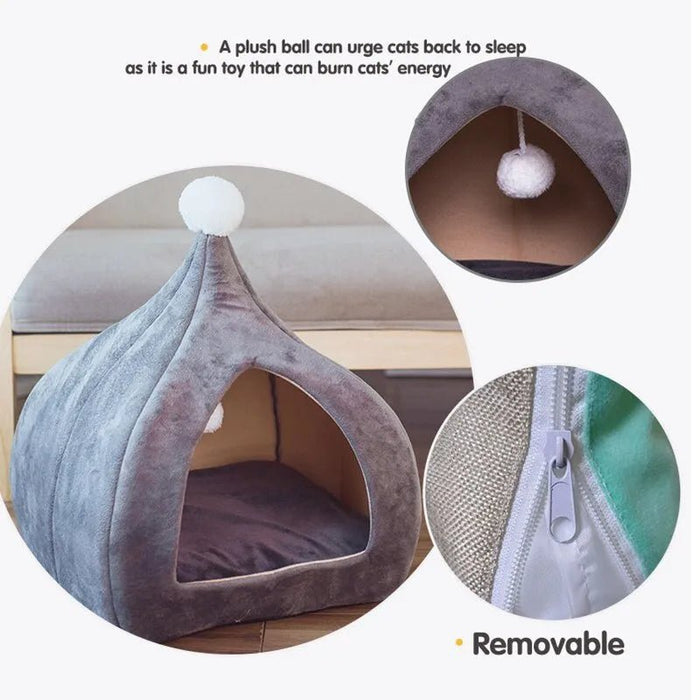 Cave / Tenda / Casinha para Gatos ou Cães de Raças Pequenas com Colchão de Micro - Fibras Removível - PetDoctors - Loja Online